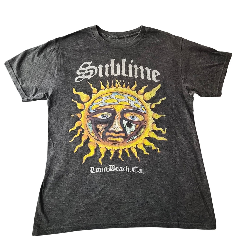 Sublime Sun Logo Graphic T-Shirt Charcoal Grey Heather Long Beach Ca Mens Large